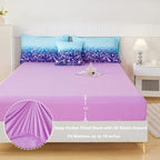 PERFEMET Blue Purple Girls Twin Comforter Set with Sheets, 6Pcs Glitter Tie Dye Rainbow Kids Girls Bedding Sets, Sparkle Gradient Ombre Bed in A Bag for Bedroom Decor