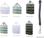Foldable Drying Net for Vegetables, Fish, and Dehydrated Goods, Multi-Tiered Food Drying Net, Versatile Drying Rack, Windproof Design, Zipper Closure for Insect Protection Dual Layer Black