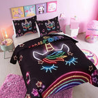 Cute Unicorn Comforter Sets Rainbow Soft Girls Comforter Sets 3pc Pink Flower Girl Unicorn Bedding Sets