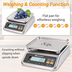 Food Scale Pound and Ounce, Rechargable, Commercial Grade, Stainless Steel Platform, for Meat Shop, Deli, Produce Market (66lb)