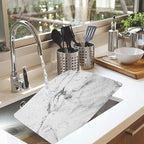 GENNISSY Marble Placemats Washable for Dining Table Set of 6 Thin Environmental Table Mats Wipeable Easy Clean for Kitchen Dinner Party (White Marble)