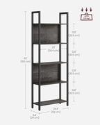 VASAGLE 5-Tier Bookshelf, Book Shelf, Industrial Bookcase, with Steel Frame, for Living Room, Home Office, Bedroom, 9.4 x 24.4 x 65 Inches, Charcoal Gray and Black ULLS025B04