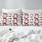 Erosebridal Red Tractor Comforter Set Queen Size Heavy Equipment Truck Down Comforter Kids Boys Girls Teens Harvester Tractor Bedding Set Construction Excavator Farm Equipment Quilt Set