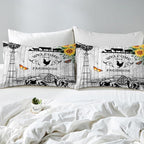 Farmhouse Windmill Comforter Set Full Size Rustic Farm Barn Door Bedding Comforter Sets for Cowboy Cowgirl, Vintage Western Cow Gifts Bedding Room Decor Butterfly Sunflowers Wooden Plank Duvet Insert
