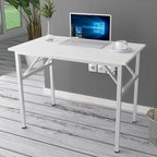 Computer Desk, 55 inche Modern Simple Style Folding Tables, Home Office Writing Desk, Space Saving Foldable Table, No Install Needed