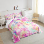 Erosebridal Kids Tie Dye Comforter Set, Bohemian Batik Down Comforter Full Size, Boho Psychedelic Bedding Comforters for Children Girls Boys Teens Bedroom, Trippy Tattoo Watercolor Quilted Duvet