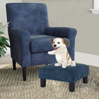 Joveco Small Foot Rest Stool Ottoman, 15" Fabric Square Short Low Footstool Upholstered Footrest for Chair, Under Office Desk, Living Room, Navy Blue