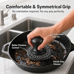 Cast Iron Scrubber and Scraper | 316 Chainmail Scrubber for Cast Iron Pan | Chain Mail Scrubber for Cast Iron Skillet Cleaner | Dishes Pots Wok Griddle Grill | Black + Red 1