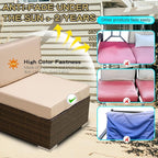 ClawsCover 3Pack Outdoor Seat Cushions Replacement Covers Fit for 4 Pieces Wicker Rattan Furniture Patio Conversation Set Loveseat Chair, 38x19x2,19x19x2,Light Khaki-Large(Include Cover Only)