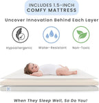 Delta Children Mia Portable Folding Mini Crib with 1.5-Inch Mattress - Greenguard Gold Certified, Ebony Black/Natural