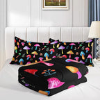 Colorful Mushroom Comforter Set Full Size Kids Mushroom Flora Bedding Set Botanical Plant Theme Print Quilt Bed Set for Boys Girls Adults with 1 Comforter and 2 Pillowcases