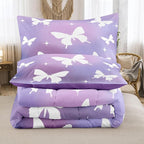 Tailor Shop Butterfly Comforter Sets King Size,Purple Butterfly Bedding Sets for Girls Kids Teens with 2 Pillowcase…