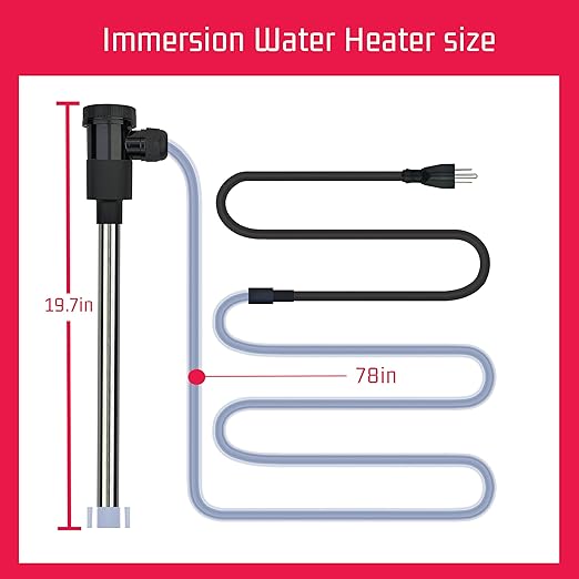 240V 3000W Immersion Water Heater for Hot Tub & Pool – Portable Electric Submersible Heater with Temp Control, Auto Shut-Off, and WiFi Timer for Swimming pool, Above Ground Pool, and Bathtub