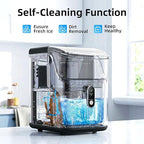 Antarctic Star Nugget Ice Maker Countertop with Soft Chewable Ice, Portable Sonic Ice Maker with Basket and Scoop, Removable Top Cover, Auto-Cleaning for Home/Party/RV/Camping (Stainless Steel Silver)