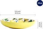 Bico Lemon Dreams Pasta Bowls, 35oz Salad Bowl Set of 4, Large Ceramic Serving Dinner Bowls for Soup and Cereal, Microwave and Dishwasher Safe, Gift for Housewarming and Thanksgiving