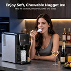 Antarctic Star Nugget Ice Maker Countertop, 33 Lbs/24H, Automatic Ice Dispenser, Self-Cleaning Portable Ice Machine, 1.8L Water Tank, Touch Screen & Auto Ice Drop, for Home/Office/Kitchen