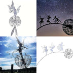 Flower Fairy Dancing with Dandelion, Art Sculpture Fairies for Fairy Garden, Angel Metal Ornaments Gardens Art Sculpture, Outdoor Decorations for The Courtyard, Christmas and Halloween Lawn (H)