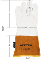 BEETRO Working Gloves 1 Pair, Tig Welding Cowhide Split Leather, Heat/Fire Resistant BBQ/Warehouse/Heavy Duty/Animal Handling Glove, Extremely Soft and Flexible
