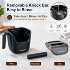Ourokhome Espresso Knock Box with Lid, Compact Coffee Grounds Container for Home Coffee Bar, Removable Knock Bar, 304 Stainless Steel Exterior, Non-Slip Base & Handle, Easy Clean (Black)