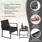 FDW Wicker Patio Chairs Rattan Bistro Set Outdoor Furniture for Backyard Porch Poolside Lawn, Cushion, Black and Black