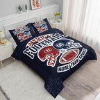 Datura home American Football Comforter Set Vintage Navy American Football Printed Quilt Bedding Set with 1 Comforter and 2 Pillowcases for Boys and Girls Bedroom All Season(Football Navy Twin)