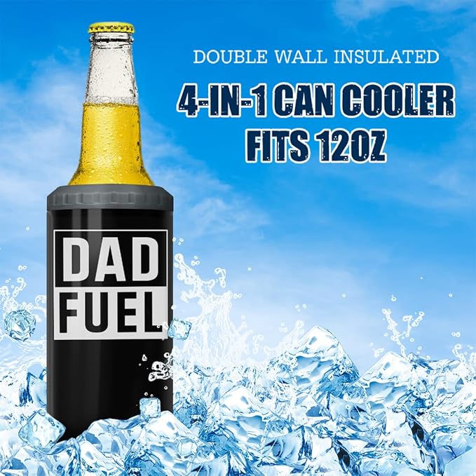 SANDJEST 4-in-1 Tumbler Gifts for Dad from Daughter Son - 12oz Dad Fuel Can Cooler Tumblers Travel Mug Cup - Stainless Steel Insulated Cans Coozie Christmas, Birthday, Father's Day Gift for Daddy