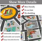 Kids Rug Play Mat Great for Playing with Cars and Toys,Educational Kid Road and Traffic City Life Carpet,Children Baby Fun Throw Rug for Bedroom Play Room,63X91Inch/160X230CM