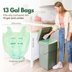 50 Count Compost Bags for Countertop Bin - 13 Gallon Compostable Trash Bags made of Cornstarch - Leakproof & Tear Resistant Biodegradable Trash Bags - OK Compost Home & Seedlings Certified