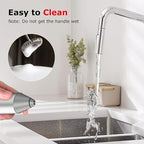 Bonsenkitchen Milk Frother with Stand for Coffee, Battery Operated Frother | Fast Handheld Drink Mixer with Stainless Steel Whisk, Powerful Hand Frother, Creates Rich Foam, Silver