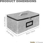 HURZMORO Stemware Storage Cases, Wine Glass Storage Box Containers for Glassware or Crystal, Holds 6 Red or White Glasses, Hard Top and Sides (Grey, Mug and Wine Glass Storage Box, 6 Compartments)