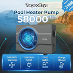 58000 BTU Inverter Swimming Pool Heat Pump, 17000 Gallon Electric Pool Heater Above and Inground Pool,WiFi App Control, Pool Heater 220V/60Hz