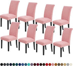 Joccun Chair Covers for Dining Room Set of 8, Dining Chair Slipcovers Stretch Dining Room Chair Covers Seat Protector,Washable Parsons Chair Cover for Home,Hotel,Banquet(Dusty Pink,8 Pack)