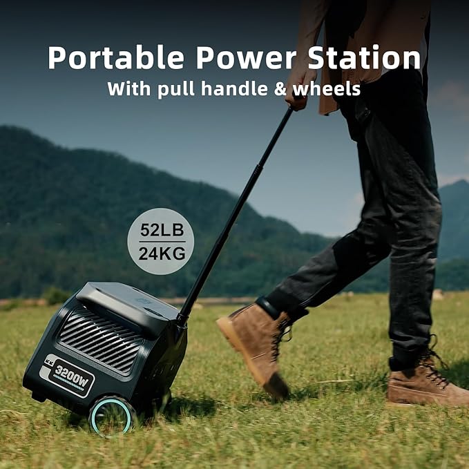 IEE P3200 Solar Generator With 2 * 400W Solar Panel, 2048Wh/3200W Power Station(6400W Peak),1800W Super Fast Charging,APP Control Emergency Power Station for Home, Camping, Power Outages