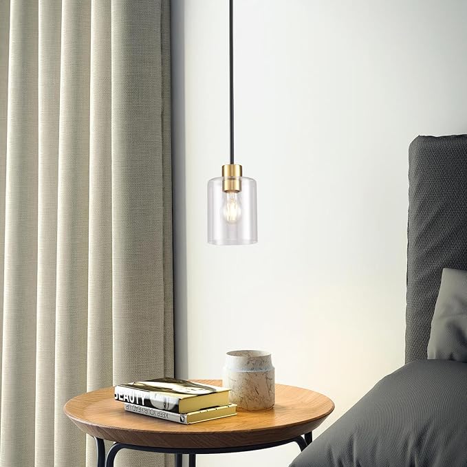 Black Brass Pendant Lights Kitchen Island - Clear Glass Pendant Light Fixture Multiple Stems Rods 3 Units 12 Inch 3 Units 4 Inch (2 Pack Black Brass Downrod)