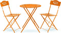 Alpine Corporation Indoor/Outdoor 3-Piece Bistro Set Folding Table and Chairs Patio Seating, Each, Orange