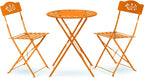 Alpine Corporation Indoor/Outdoor 3-Piece Bistro Set Folding Table and Chairs Patio Seating, Each, Orange