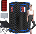 Portable Full Size Infrared Sauna for Home| One Person Spa Tent with Red Light| Personal Indoor Saunas with 660nm Red Light Therapy Lamp| Separate Heating Foot Pad and Reinforced Chair for Relaxation