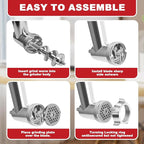 Meat Grinder Attachment for KitchenAid Stand Mixer – Metal Food Grinder with 4 Grinding Plates, 3 Sausage Stuffer Tubes & 2 Blades – Compatible with KitchenAid Mixers (Mixer Not Included)
