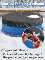 164ft Pool Cover Cable & Heavy Duty Winch Kit - Upgraded Zinc Alloy Spring Loaded Ratchet & Plastic Coated Steel Wire for Above Ground Swimming Pool Winter Close
