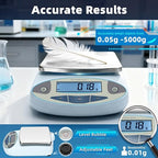 Lab Scale 5000g x 0.01g,13 Unit 0.01g Accuracy High Precision Digital Analytical Balance, Electronic Laboratory Precision Gram Scale Digital Kitchen/Jewelry/Scientific Scale