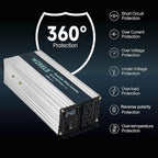 WZRELB 1200W Pure Sine Wave Inverter 24V DC to 110V 120V AC Power Converter with LED Display, Off-Grid Portable Power Inverter with 2 AC Outlets for Home, RV, Truck, Camping