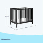 Graco Teddi 4-in-1 Convertible Mini Crib with Bonus Water-Resistant Mattress (Black) – GREENGUARD Gold Certified, 2.75-Inch Mattress Included, Convenient Size, Easy 30-Minute Assembly