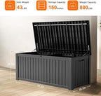 ROJIK Outdoor Storage Housing Deck Box - Waterproof Patio Furniture, Garden Tools, Cushions, Pool Accessories Storage Bench with Lockable Lid and Side Handles (Black 158 Gal)