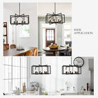 Modern Farmhouse Black Chandeliers for Dining Room, 8-Light Industrial Metal Chandeliers Geometric Pendant Lights Kitchen Island for Entryway Stairway Foyer Hallway