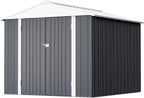 GUNJI 8 x 6 FT Shed Outdoor Storage Shed Metal Garden Shed with Lockable Door Outside Waterproof Tool Shed for Backyard, Patio, Lawn (Gray)