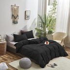 Black Comforter Twin Plain Black Bedding Set 3 Pieces Soft Black Comforter Set 1 Black Twin Comforter (68x90 inches) with 2 Pillowcases(20x26 inches)