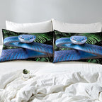 Erosebridal Snake Comforter Set Full, Blue Snake Down Comforter, 3D Reptile Bedding Set, Blue Scales Quilt Set, Palm Leaf Wild Animal Stylish Duvet Set for Kids Boys Teens Man Bedroom Decor