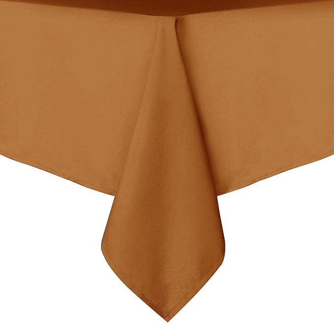 sancua Fall Tablecloth Rectangular - 60 x 84 Inch - Stain and Wrinkle Resistant Polyester Fabric Rectangle Table Cloth, Thanksgiving Table Cover for Dining Tables, Buffet Parties, Bronze