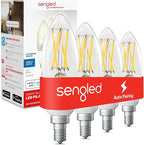 Sengled Smart Light Bulb, E12 Smart Bulb, S1 Auto Pairing with Alexa Devices, Candelabra Light Bulbs, Smart Chandelier Light Bulbs That Work with Alexa, 45W Equivalent, Warm Light Bulbs, 4-Pack