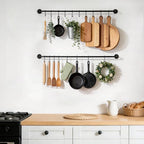 Mkono Wall Mounted Mug Holder, Coffee Cup Hanger Rack with 20 Hooks, 2 Pack | Kitchen Rod, Space Saving, Easy Assembly, Wall & Under Cabinet, Durable Metal, Kitchen Dining Bar Organizer, Multi-Function